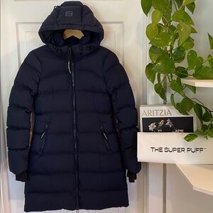 Aritzia Super Puff Long Puffer Coat in Navy